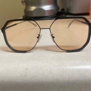 Black Frame Aviator Sunglasses with Brown Lenses